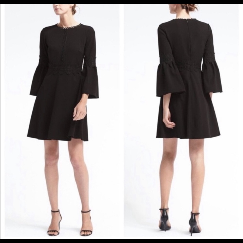 Banana Republic black dress with bell sleeves